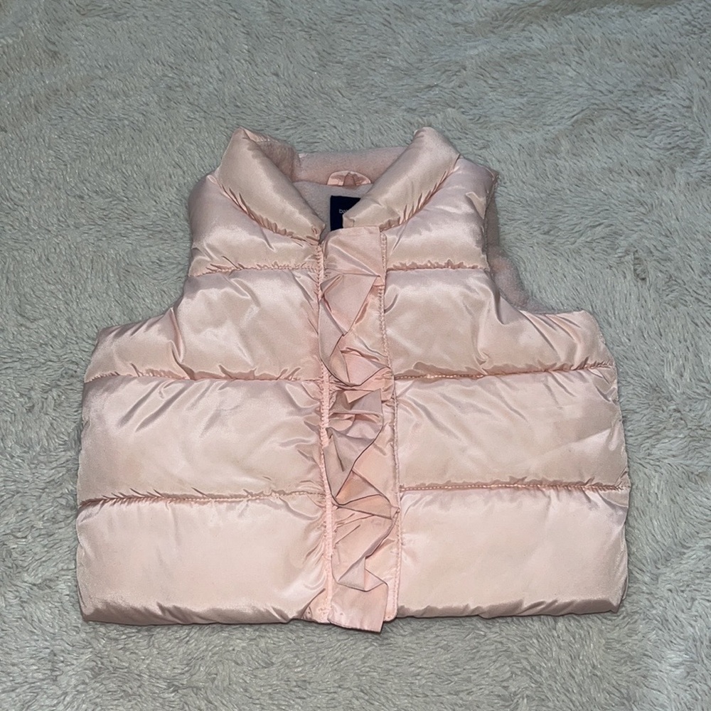 Baby gap pink puffer vest zip up 6-12 months baby girl clothing